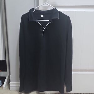 NWOT Mens Large Black Long Sleeve Polo Shirt